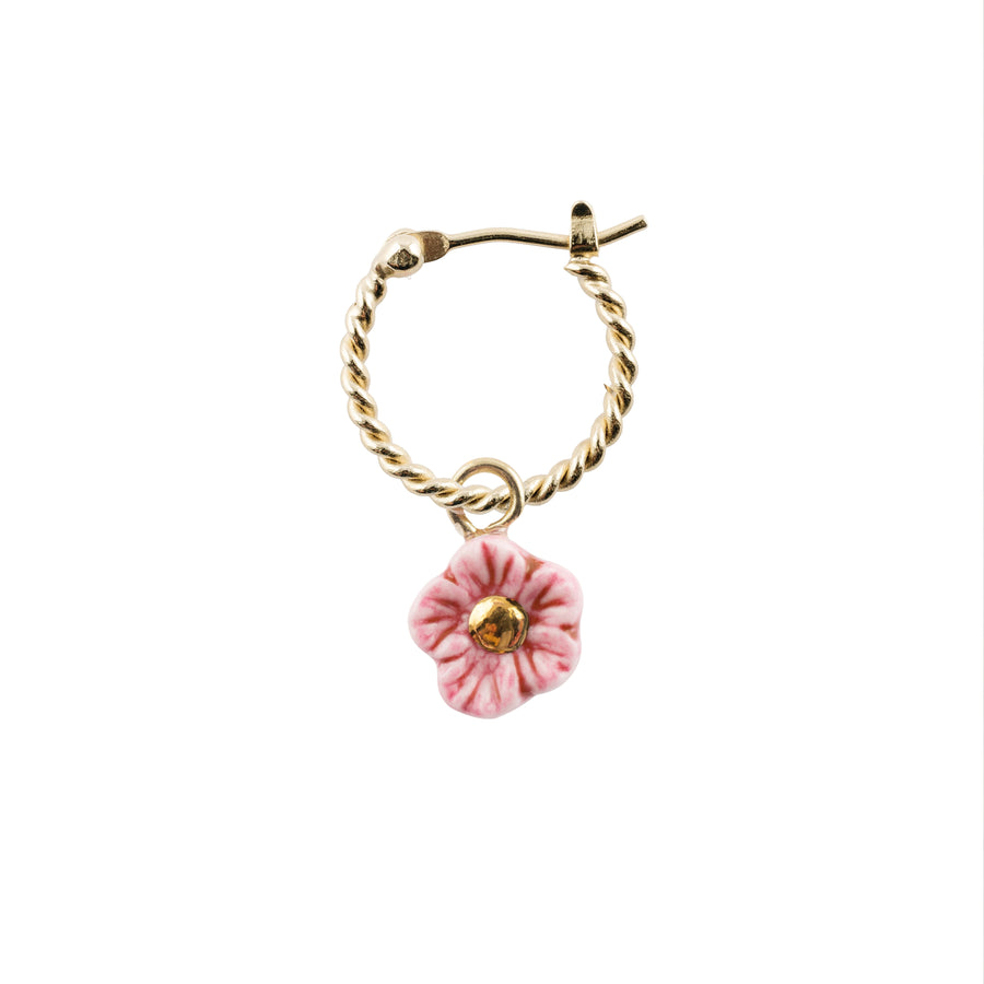 Pink flower mini hoop - Nach Bijoux
