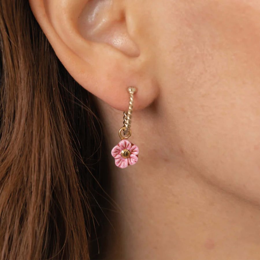 Pink flower mini hoop - Nach Bijoux