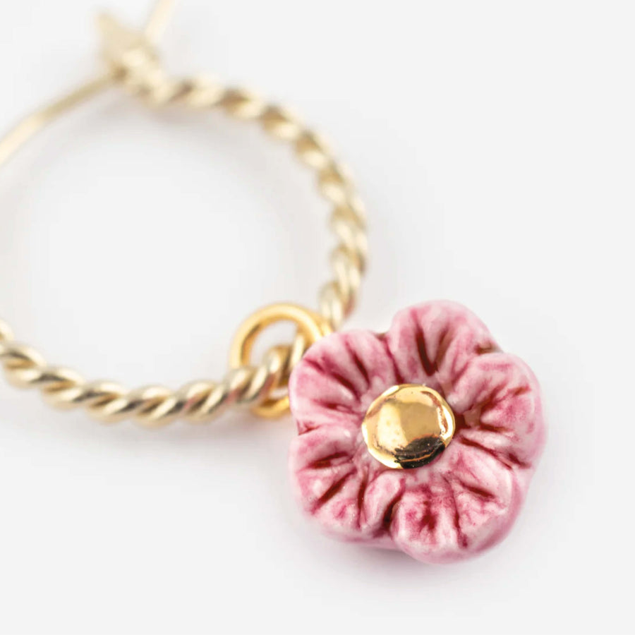 Pink flower mini hoop - Nach Bijoux